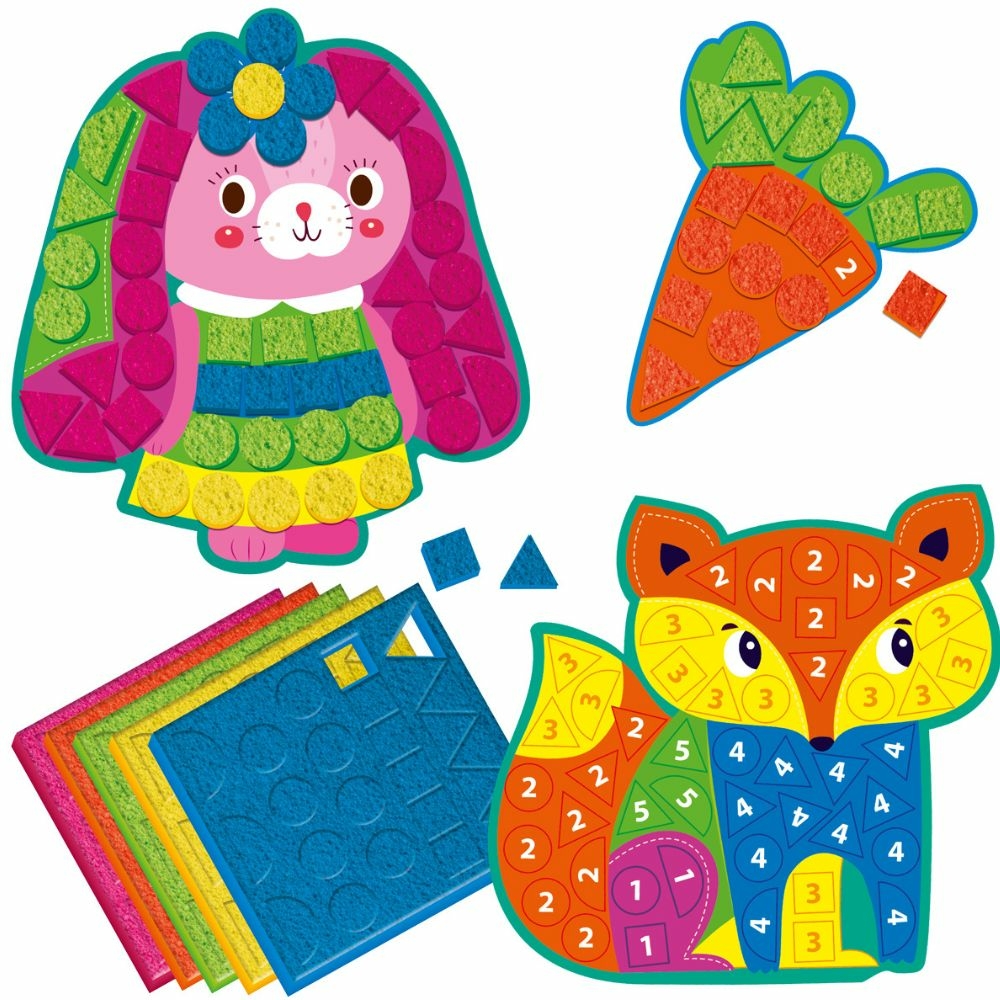 Фото, Видеообзоры набір для творчості vladi toys зі плюшевою мозаїою «зайченя та лисиця» vt4511-16