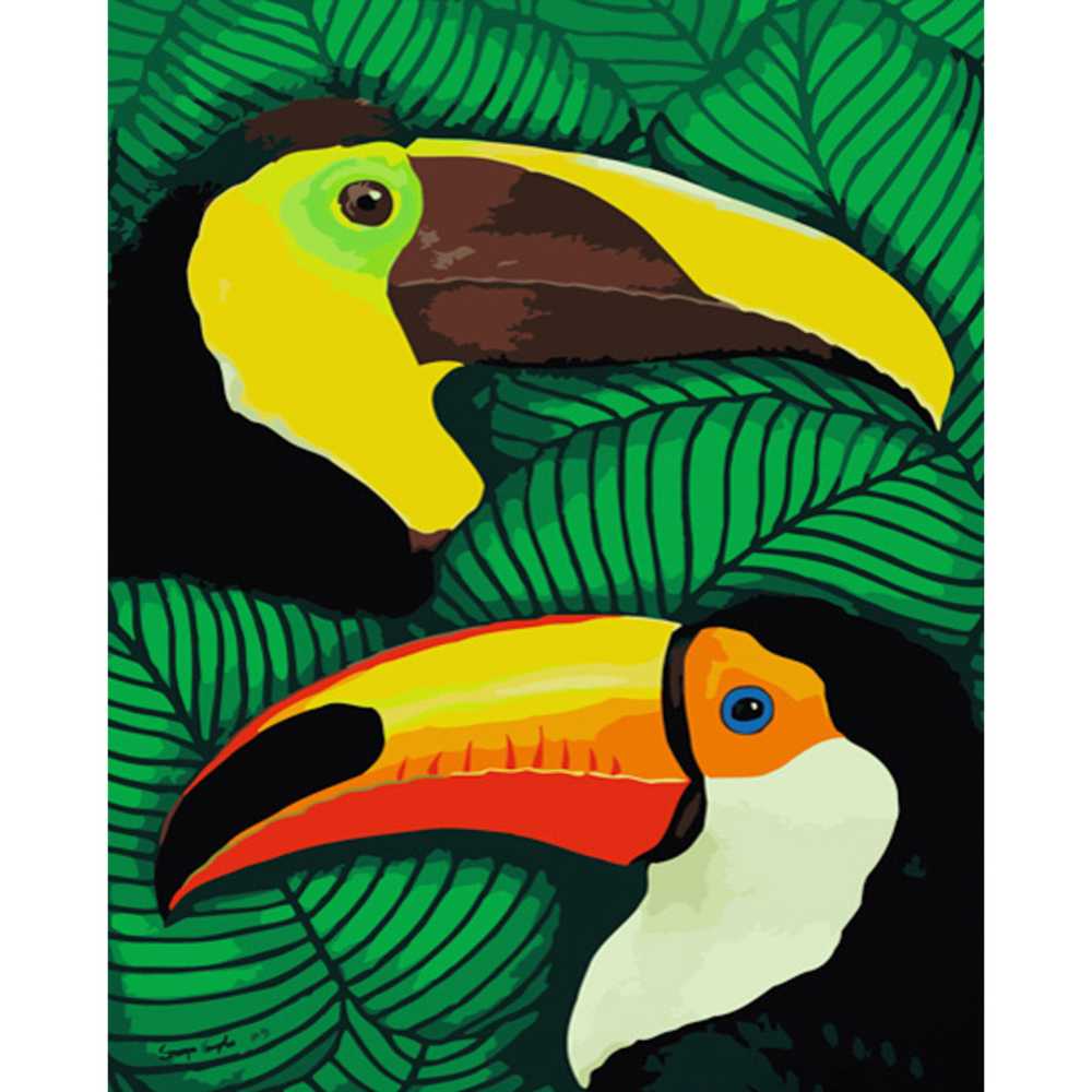 Фото, Відеоогляди картина за номерами strateg преміум пара туканів розміром 40х50 см (gs614)