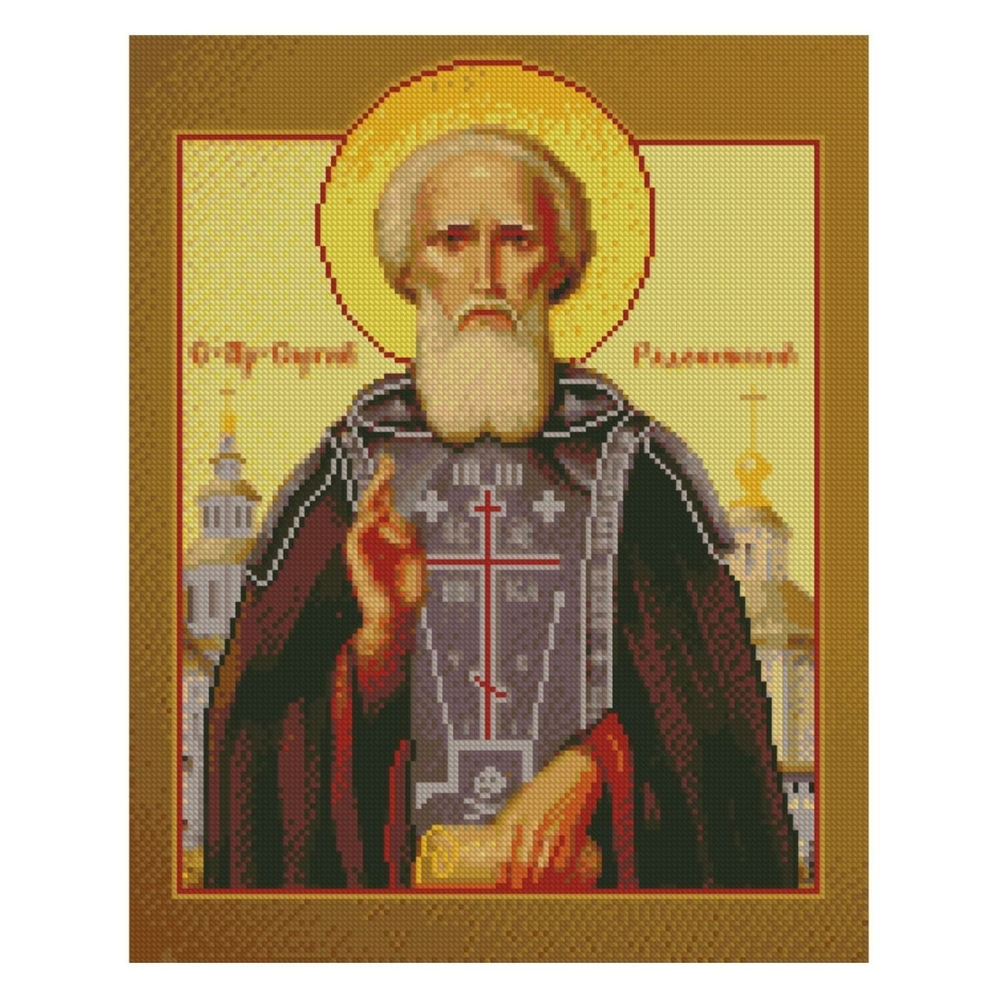 Фото, Відеоогляди алмазна мозаїка strateg преміум ікона преподобний сергій радонезький 40х50 см fa40052