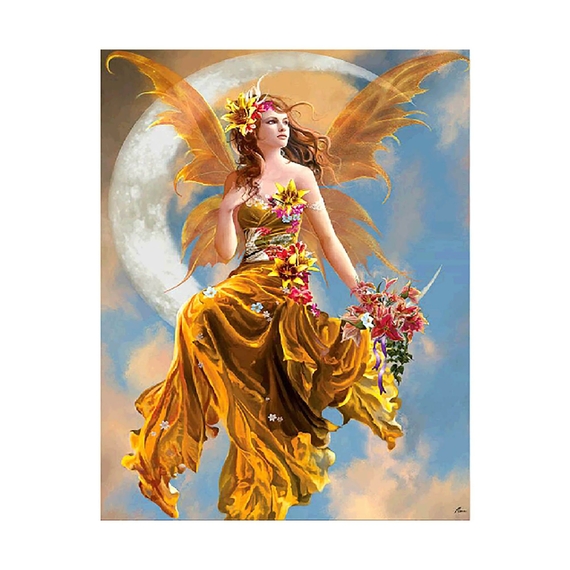Алмазна мозаїка Strateg ПРЕМІУМ Дівчина на Місяці 2 40х50 см FA40489