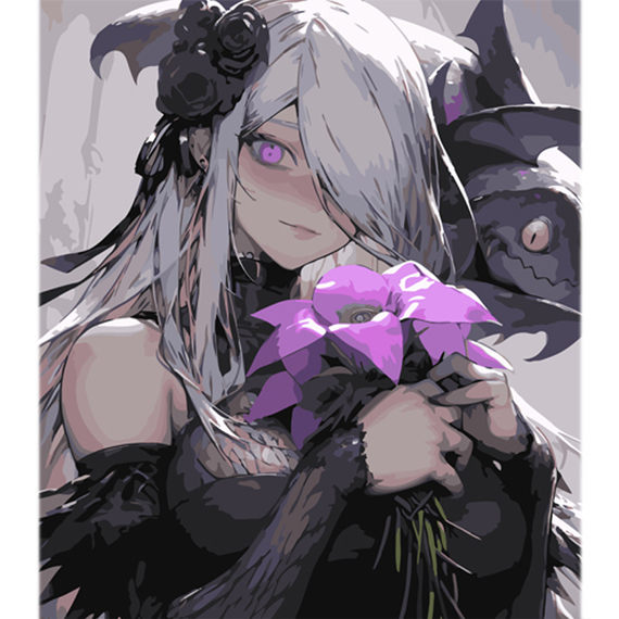 Отзывы  картина за номерами strateg аніме дівчинка з квіткою на кольоровому фоні розміром 40х50 см (mz017)