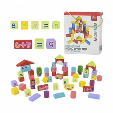Дерев'яний конструктор "Арифметика" 25834 (8) "4FUN Game Club wood" 53 предмета, в коробці
