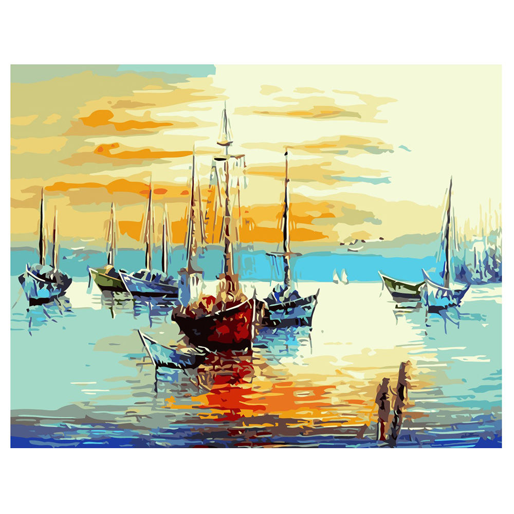 Фото, Видеообзоры картина за номерами strateg преміум залив з човнами з лаком розміром 40х50 см va-2121