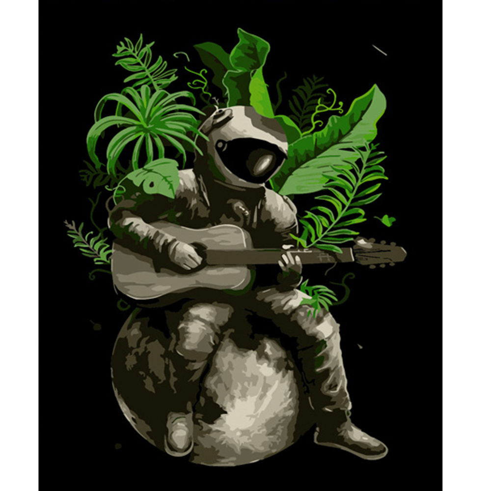 Фото, Відеоогляди картина за номерами strateg преміум космонавт з гітарою розміром 40х50 см (dy308)