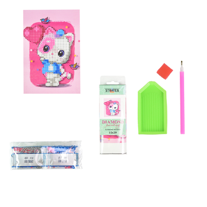 Фото, Видеообзоры алмазна мозаїка strateg преміум веселе кошеня з кулькою без підрамника розміром 10х15 см (yab28637)