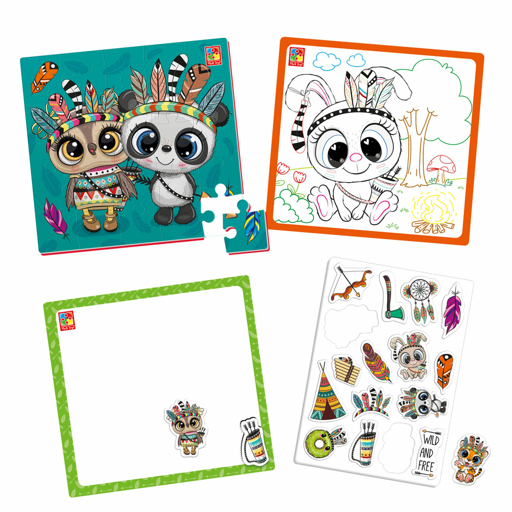 Фото, Відеоогляди набір для творчості vladi toys 4 в 1. пухнасті індіанці. vt4210-12