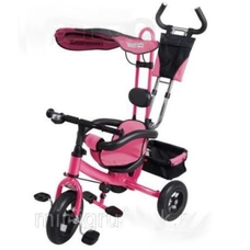 Велосипед 3-х коліс VT1403A рожевий (1шт) надувні колеса, знімна ручка, страх., Складн підніжжя