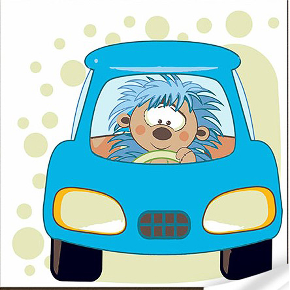 Фото, Видеообзоры картина за номерами strateg преміум їжачок на машинці з лаком та з рівнем розміром 30х30 см (es-0864)