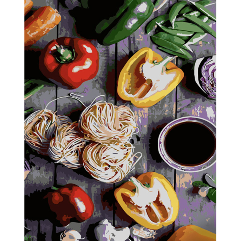 Фото, Відеоогляди картина за номерами strateg преміум асорті з перців з лаком та з рівнем розміром 40х50 см (gs1394)