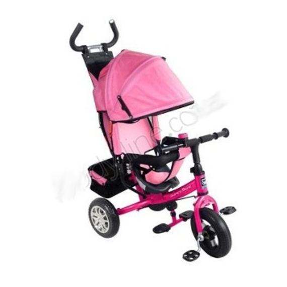 Велосипед 3-х коліс VT1409A рожевий (1шт) надувні колеса, знімна ручка, страх., Складн підніжжя