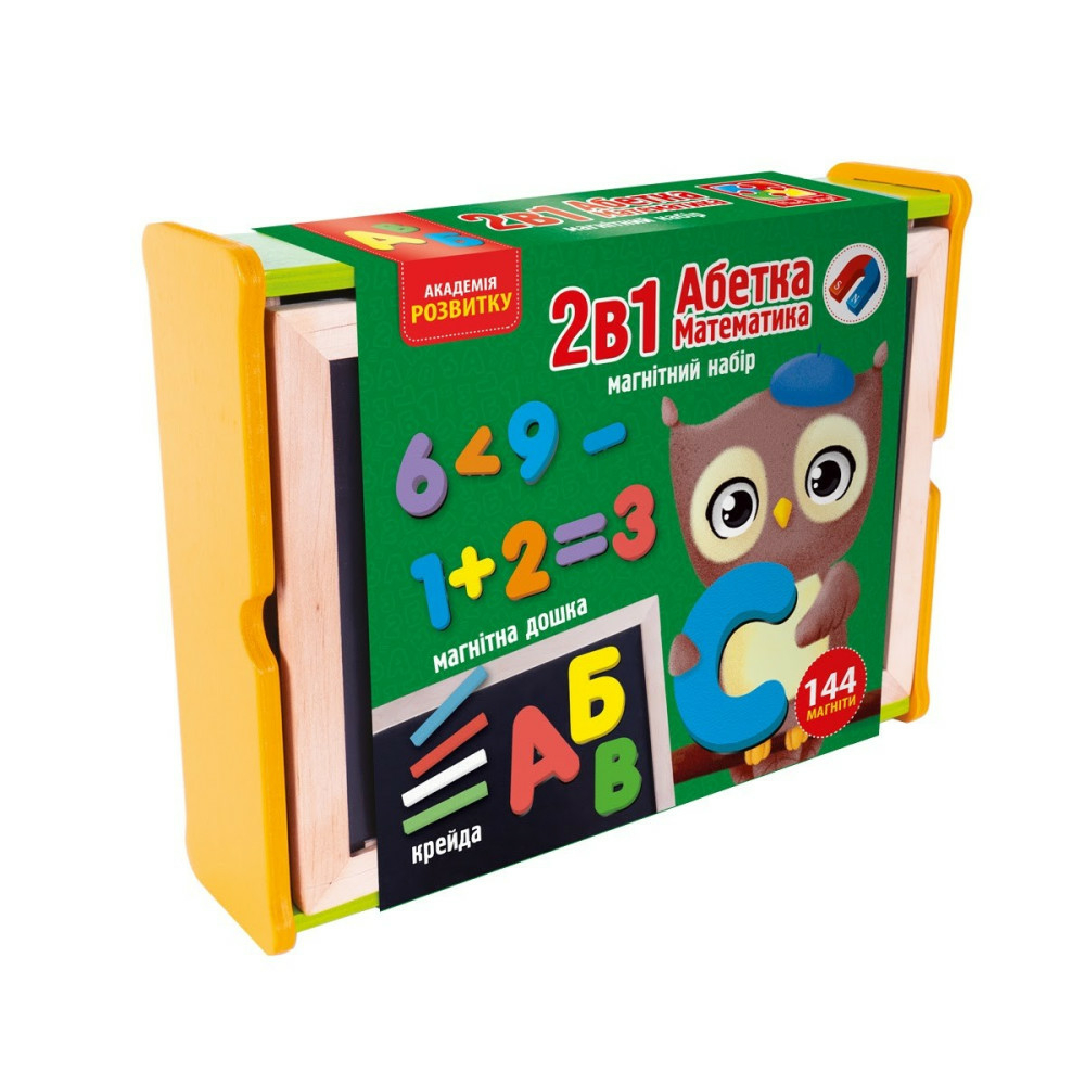 Фото, Відеоогляди магнітний набір 2 в 1 «абетка та математика» в дерев'яній коробці vt5411-17