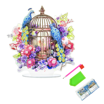 Фото, Відеоогляди алмазна мозаїка strateg преміум золота клітка на підставці розміром 25х25 см (yklz15227)