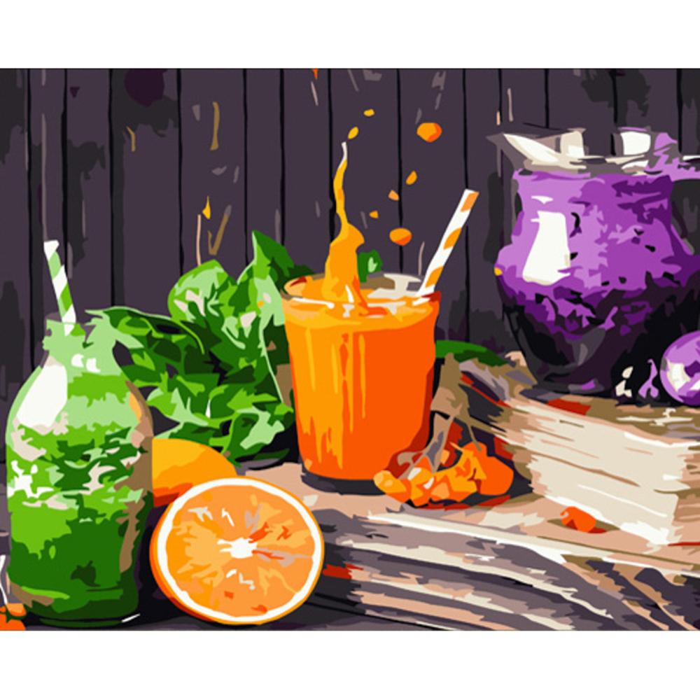 Фото, Видеообзоры картина за номерами strateg преміум сок та лимонад з лаком розміром 40х50 см (gs779)