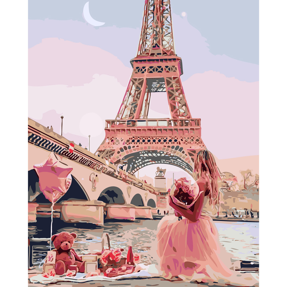 Фото, Відеоогляди картина за номерами strateg преміум рожевий париж з лаком розміром 40х50 см sy6139
