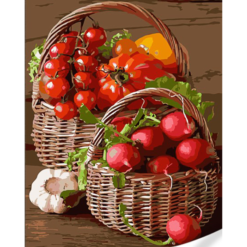 Фото, Відеоогляди картина за номерами strateg овочевий натюрморт на кольоровому фоні розміром 40х50 (gs1597)