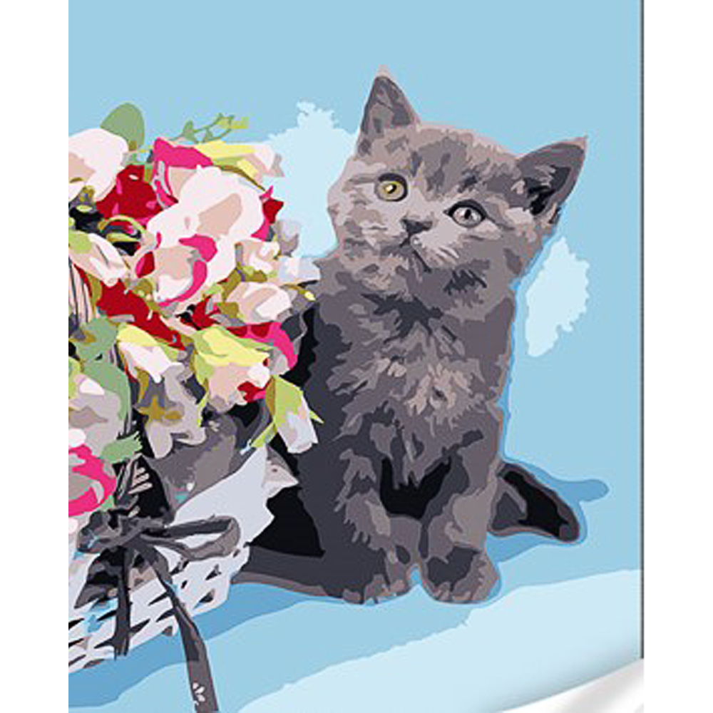 Фото, Відеоогляди картина за номерами strateg преміум котик в очікуванні з лаком та з рівнем розміром 30х40 см (ss1075)