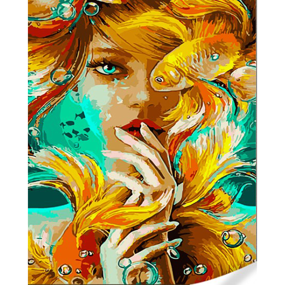 Фото, Видеообзоры картина за номерами strateg золота рибка на кольоровому фоні розміром 40х50 (gs1594)