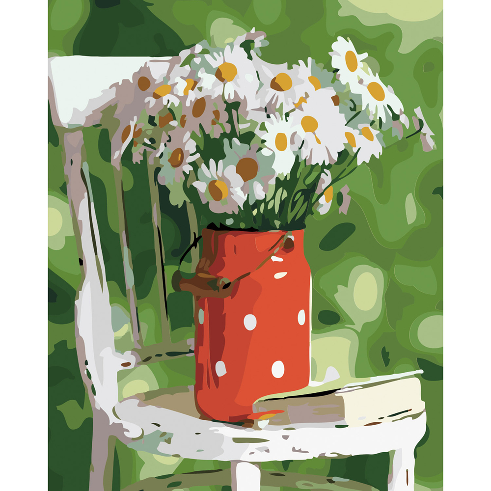 Фото, Видеообзоры картина за номерами strateg преміум букет ромашки з лаком розміром 40х50 см sy6137