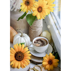 Алмазна мозаїка Strateg ПРЕМІУМ Натюрморт на підвіконні без підрамника розміром 30х40 см  (GD86097)