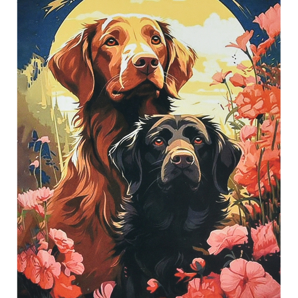 Фото, Відеоогляди алмазна мозаїка strateg преміум пара песиків розміром 30х40 см (heg88131)