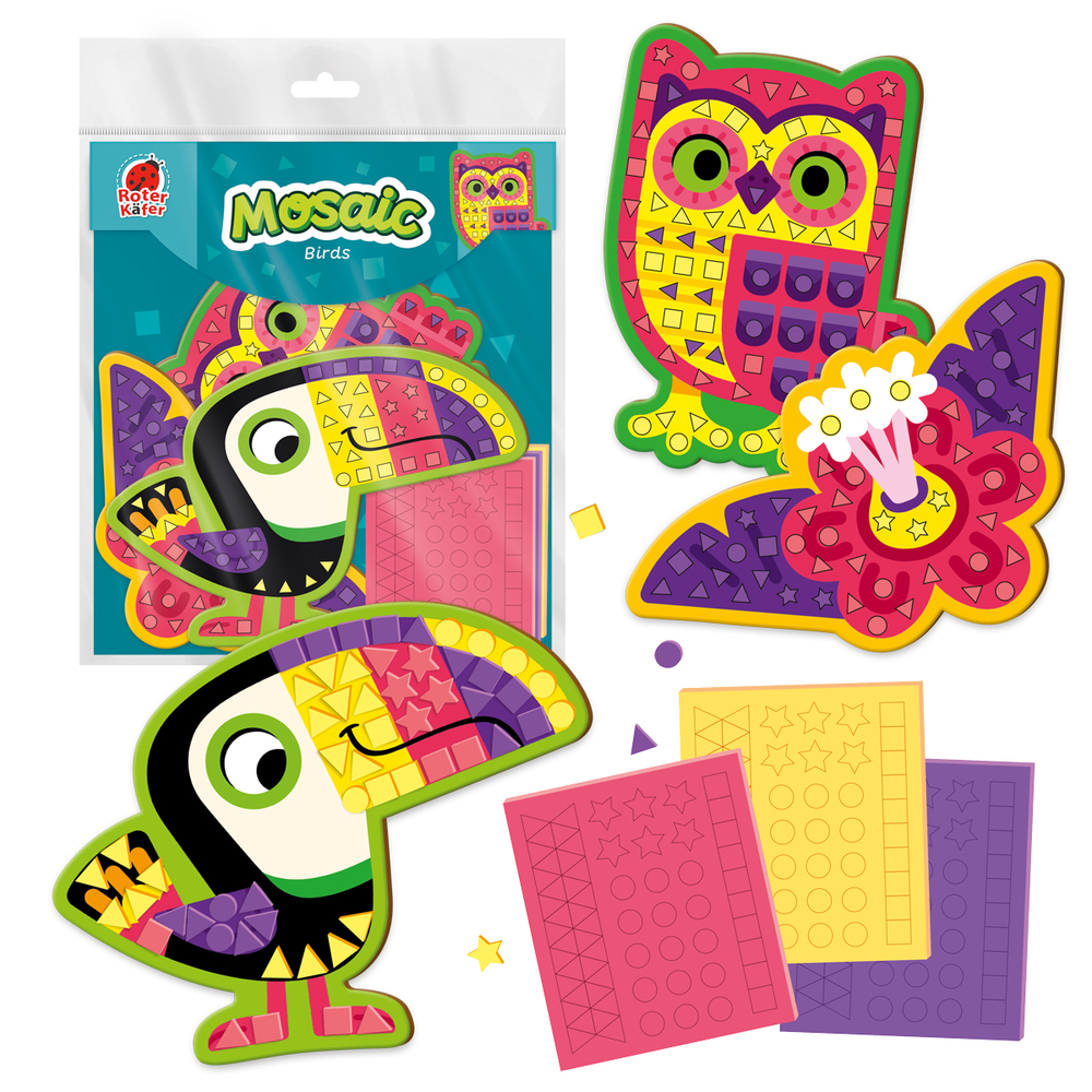 Фото, Відеоогляди набір для творчості roter käfer м'яка мозаїка. птахи. rk8010-09