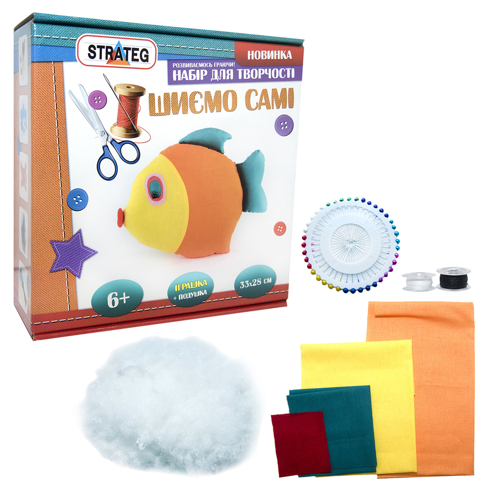Фото, Відеоогляди набір для творчості strateg шиємо самі рибка українською мовою (іп-06)