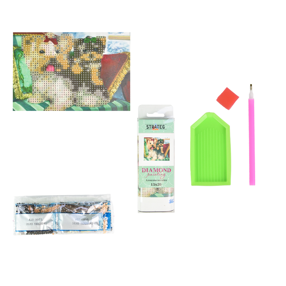 Фото, Відеоогляди алмазна мозаїка strateg преміум забавні йорки без підрамника розміром 10х15 см (yab29541)