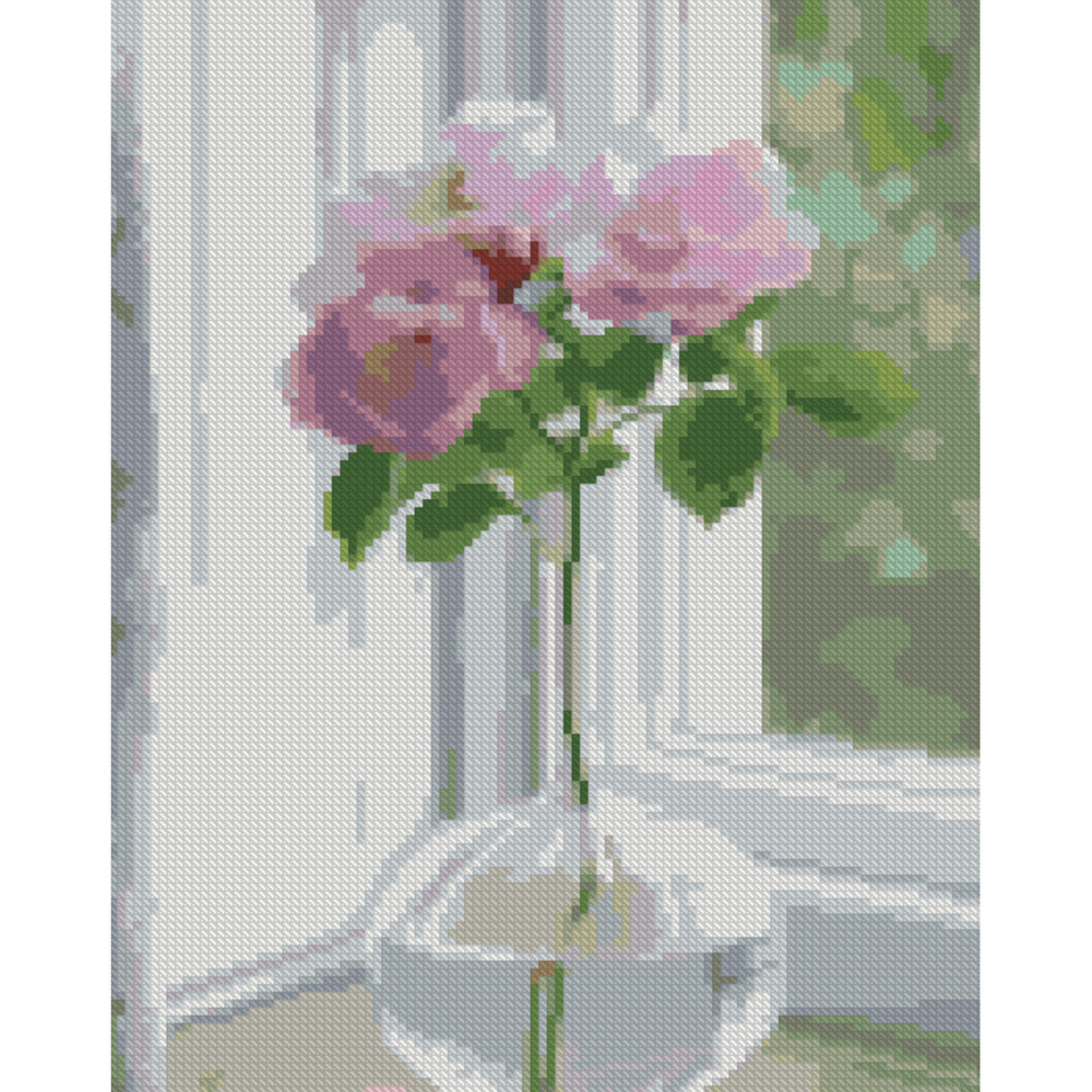 Фото, Видеообзоры алмазна мозаїка strateg преміум квітка на підвіконні розміром 30х40 см (hx512)