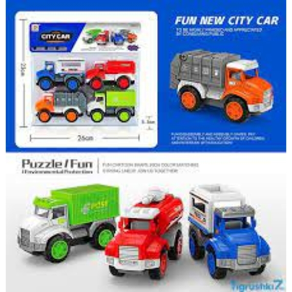 Набір машин 654А (72/2) інерція, 4 штуки в пакеті