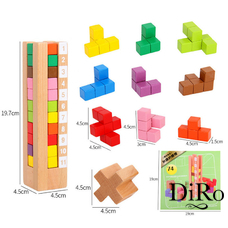 Дитяча гра Вежа мозку дерев'яна іграшка монтесорі 3д пазли логічна будівельні блоки 3D конструктор для дітей