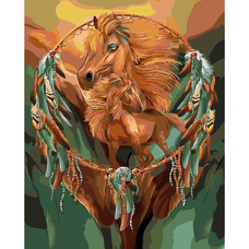 Картина за номерами Strateg ПРЕМІУМ Арт-коні з лаком розміром 40х50 см SY6191