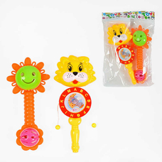 Брязкальце М555-4 (320/2) тигр-колотушка, шумлива квітка, 19см, свисток, в пакеті Брязкальце М555-4 (320/2) тигр-колотушка, шумлива квітка, 19см, свисток, в пакеті
