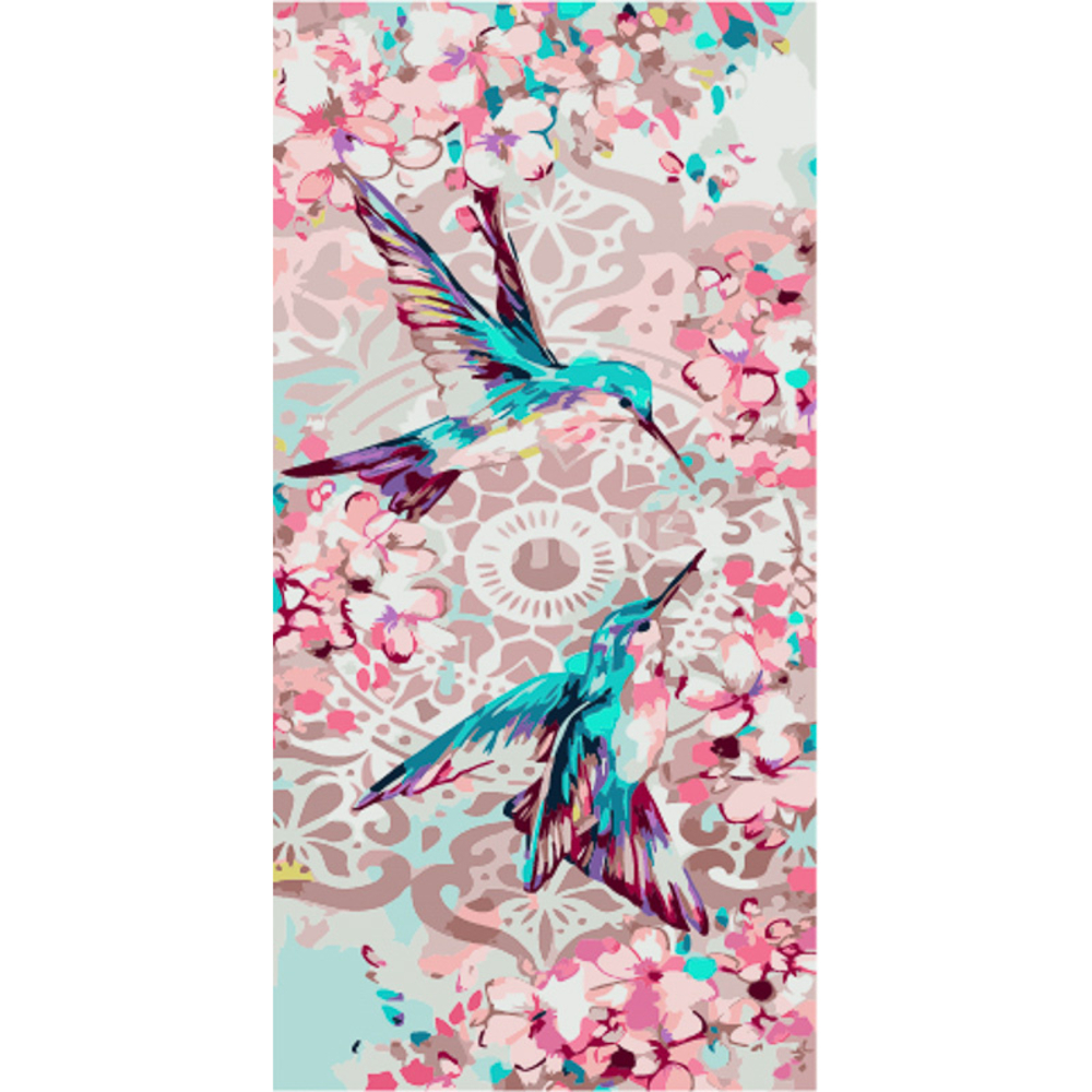 Фото, Відеоогляди картина за номерами strateg преміум пара колібрі strateg розміром 50х25 см (ww045)