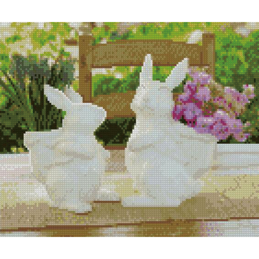 Фото, Відеоогляди алмазна мозаїка strateg преміум сувенірні зайки 30х40 см hx115